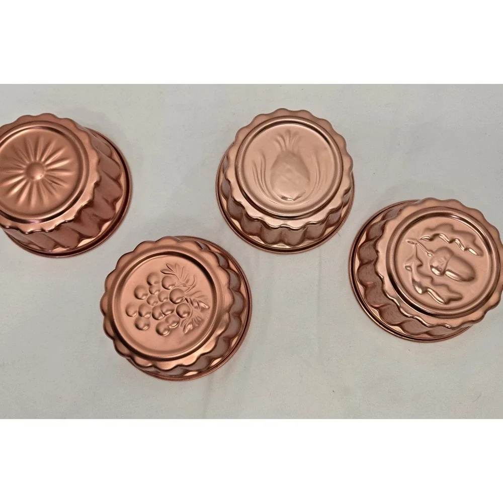 Vintage Jello Molds Set Of 4 Copper Color Aluminum Cake Tart Molds